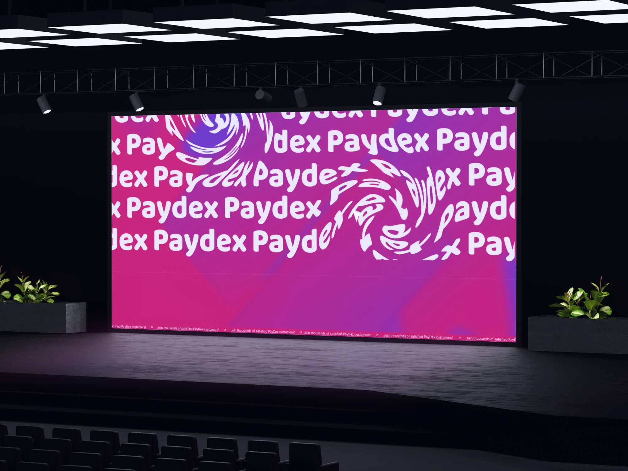 Визуализация экрана сцены с фирменной графикой PayDex